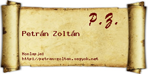 Petrán Zoltán névjegykártya